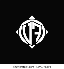 VF Logo monogram isolated circle rounded with compass shape on black background