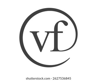 VF logo from two letter with circle shape email sign style. V and F round logotype of business company for brand identity.