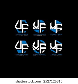 VF minimalist and classic logo set design.VF monogram polygonal and circle shape vector. VF unique design.
