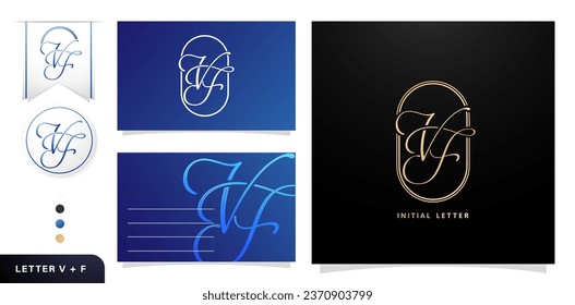 Monograma de VF Estilo de línea elegante diseño inicial de logotipo para plantillas de tarjetas de visita, identidad de la empresa de marca, material publicitario papel dorado, impresiones de collages, publicidad campañas de marketing marketing marketing marketing marketing