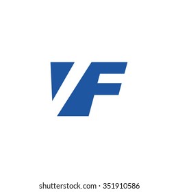 VF negative space letter logo blue