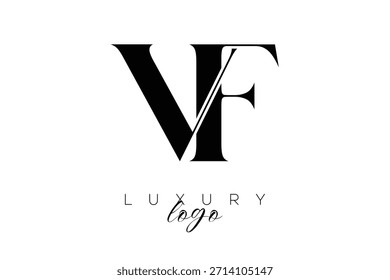 Logotipo de la tipografía del monograma de la letra de VF Serif para la identidad elegante de la marca de Premium