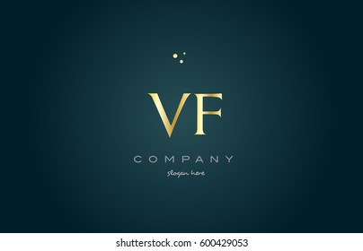 vf v f  gold golden luxury product metal metallic alphabet company letter logo design vector icon template green background