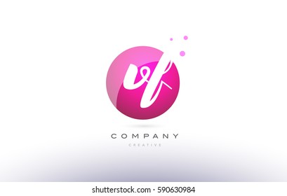 vf v f  sphere pink 3d alphabet company letter combination logo hand writting written design vector icon template 