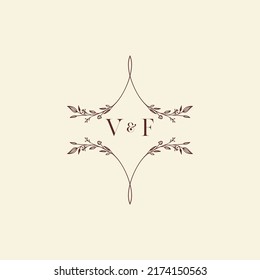 Cartas iniciales del logotipo de boda de VF en un diseño profesional de alta calidad que se imprimirán en cualquier medio impreso