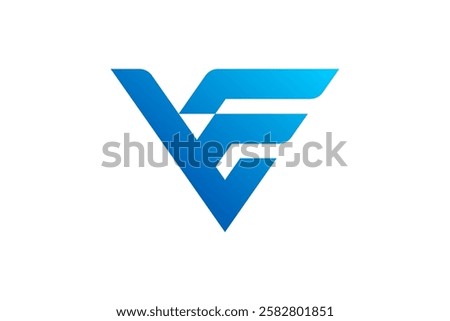 VF wings letter logo design, monogram, initial, icon, symbol. Combination of V and F forming a wing shape. Suitable for aviation, airplane, logistic, travel agency company business brand identity.