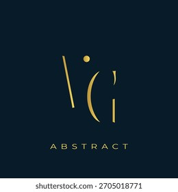 VG Abstract Golden Logo Design. Abstract Golden Symbol Composition on a Dark Navy Blue Background