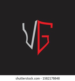VG Abstract logo monogram with shield elements isolated on black background