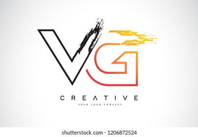 VG Creative Modern Logo Design Vetor with Orange and Black Colors. Monogram Stroke Letter Design.