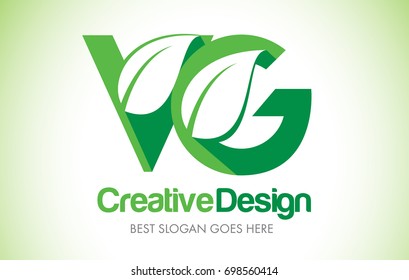 VG Green Leaf Letter Design Logo. Eco Bio Leaf Letters Icon Illustration Vetor Logo.