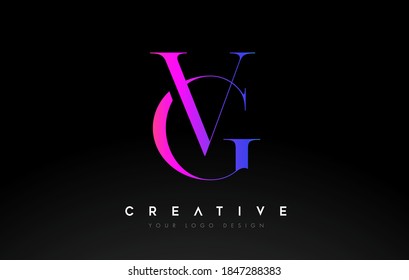 VG GV letter design logo logotype icon concept with serif font and classic elegant style look vector illustration.