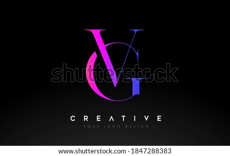 VG GV letter design logo logotype icon concept with serif font and classic elegant style look vector illustration.