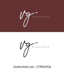 VG Initial handwriting or handwritten logo for identity. Logo with signature and hand drawn style.