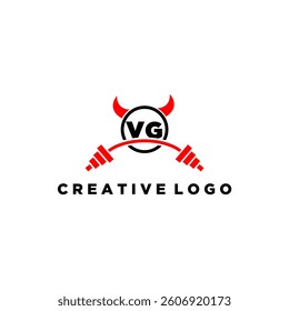 VG initial monogram for fitnes or gym logo with devil style design