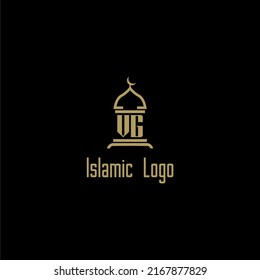VG initial monogram for islamic logo with mosque icon design