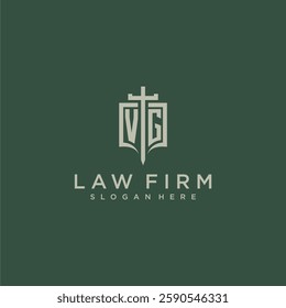 VG initial monogram for law firm with sword and shield logo image