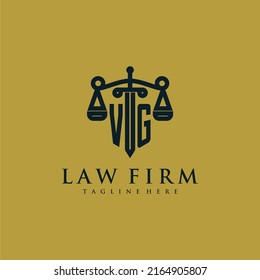 VG initial monogram for lawfirm logo with sword and scale