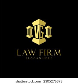 VG initial monogram logo for lawfirm with pillar design