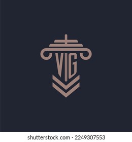 VG initial monogram logo with pillar design for law firm vector image