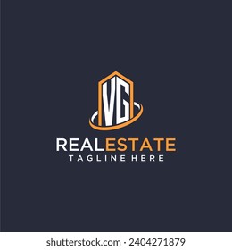 VG initial monogram logo real estate with building style design vector