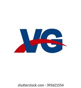 VG initial overlapping swoosh letter logo blue red