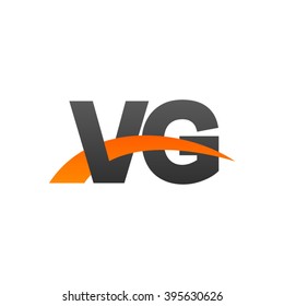 VG initial overlapping swoosh letter logo black orange