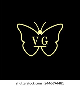 VG Initials Luxury Butterfly logo Vector illustration