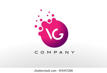 VG Letter Dots Logo Design with Creative Trendy Bubbles and Purple Magenta Colors.