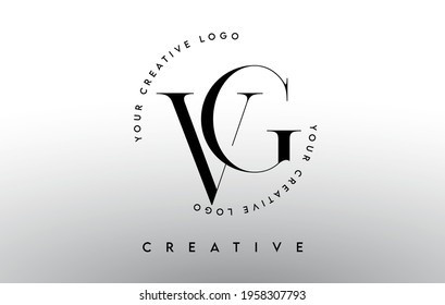 VG Letter Logo Design with Serif Typography Font and Elegant Modern Look in Black and White Colors Vector Illustration.