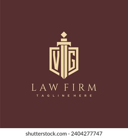 VG letter monogram for law firm with sword and shield logo image