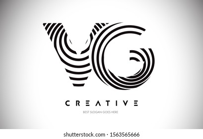 VG Lines Warp Logo Design.Vector Letter Icon Made with Circular Lines.