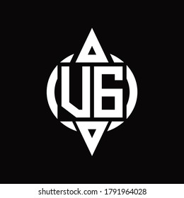 VG Logo with circle rounded combine triangle top and bottom side design template