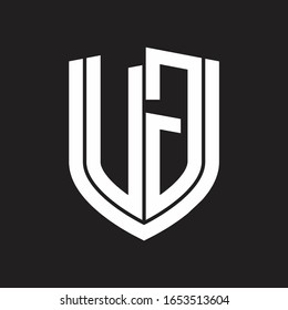 VG-Logo-Monogramm mit Emblem-Schild-Design einzeln auf schwarzem Hintergrund