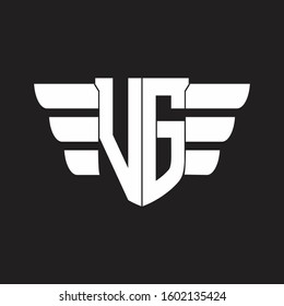 VG Logo monogram with emblem and wings element design template