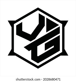 VG Logo monogram with hexagon and sharp shape design template