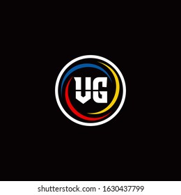 VG logo monogram isolated on circle shape with 3 slash colors rounded design template