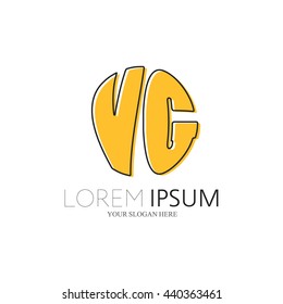 VG Logo. Vector Graphic Sphere Branding Letter Element. White Background