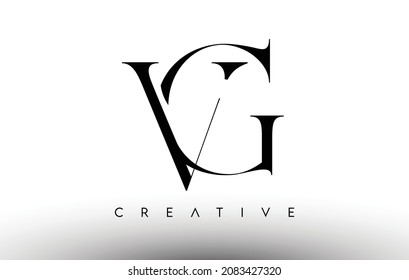 VG Minimalist Serif Modern Letter Logo in Black and White. VG Creative Serif Logo Design Icon Branding Vector