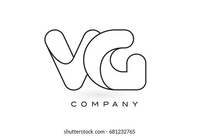 VG Monogram Letter Logo With Thin Black Monogram Outline Contour. Modern Trendy Letter Design Vector Illustration.