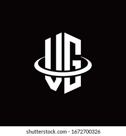 VG-Monogramm-Logo im Hexagon-Stil, umgeben von einem Ring