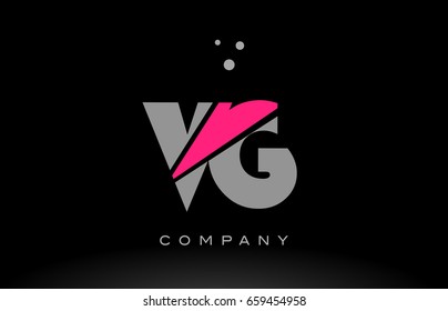 vg v g alphabet letter logo pink grey black creative company vector icon design template