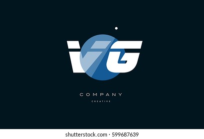 vg v g  blue circle dot big font alphabet company letter logo white design vector icon template 