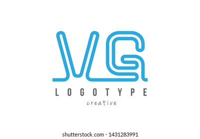 VG V G blue joined line alphabet letter logo combination suitable as icon design for a company or business
