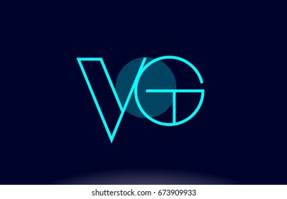 vg v g blue line circle letter logo alphabet creative company vector icon design template