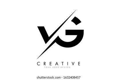 VG V G Letter Logo Design with a Creative Cut. Creative logo design..