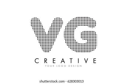 VG V G Letter Logo Design with Black Dots and Bubble Trails.