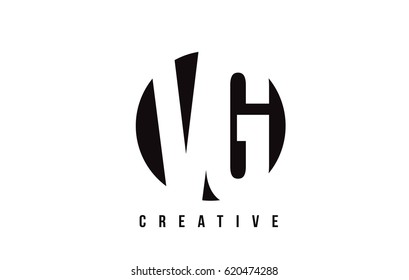 VG V G White Letter Logo Design with Circle Background Vector Illustration Template.