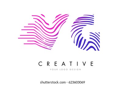 VG V G Zebra Letter Logo Design with Black and White Stripes Vector
