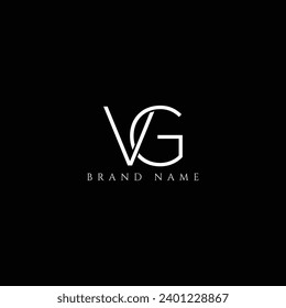 Diseño del logotipo de la letra blanca VG con fondo negro. V G