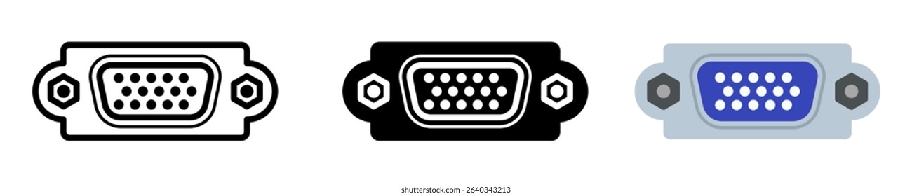 Vga Cable icon set. for mobile concept and web design on white background. vector illustration